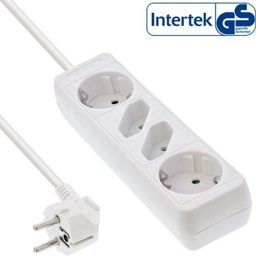 InLine® Steckdosenleiste 4-fach 2x Schutzkontakt + 2x Euro 3m weiß